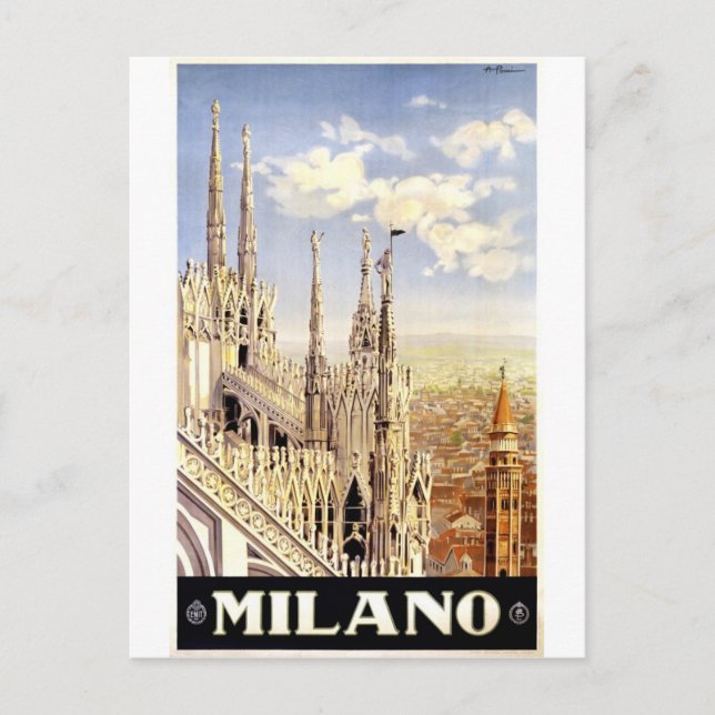 Vintag-milano-reisen-poster. Postkarte (Vorderseite)