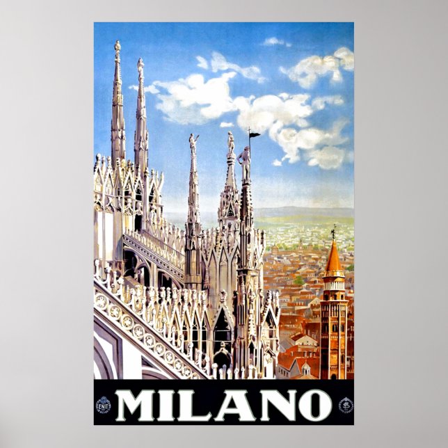 Vintag Milano Travel Einzigartiges Plakat (Vorne)