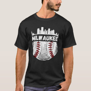 Vintag Milwaukee Baseball Skyline Milwaukee Baseb T-Shirt