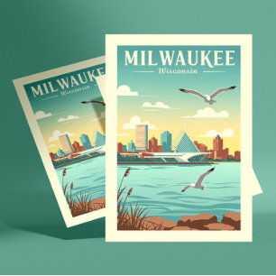 Vintag Milwaukee Wisconsin Postkarte