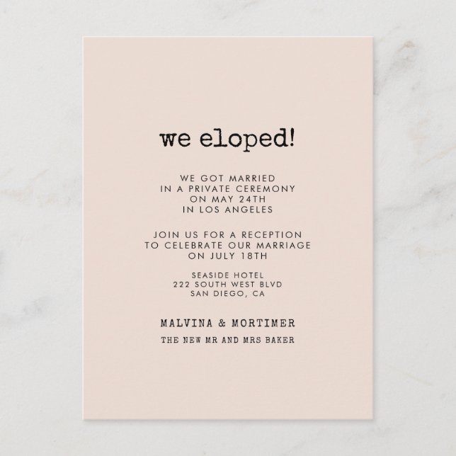 Vintag-minimalistisch-Schreibmaschine Nur verheira Postkarte (Vorderseite)