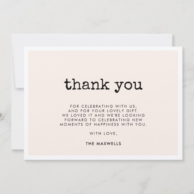 Vintag minimalistische Schreibmaschine Babydusche Dankeskarte (Vorderseite)