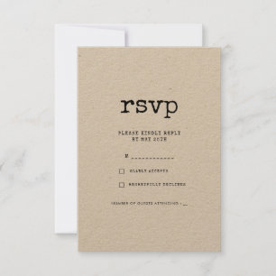 Vintag-minimalistische Schreibmaschinenhochzeit RSVP Karte