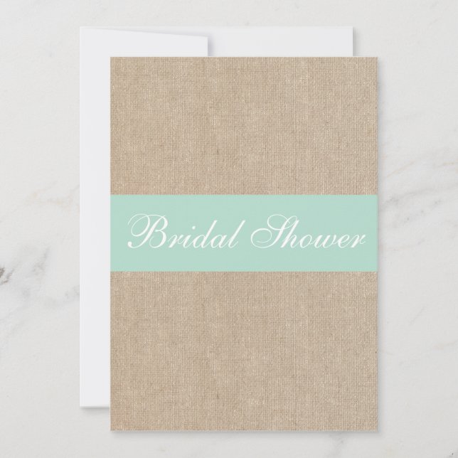 Vintag Mint Burlap Bridal Dusche Einladung (Vorderseite)