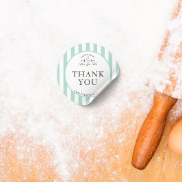 Vintag-Minze-Grün-Streifen-Bäckerei-Logo Vielen Da Runder Aufkleber