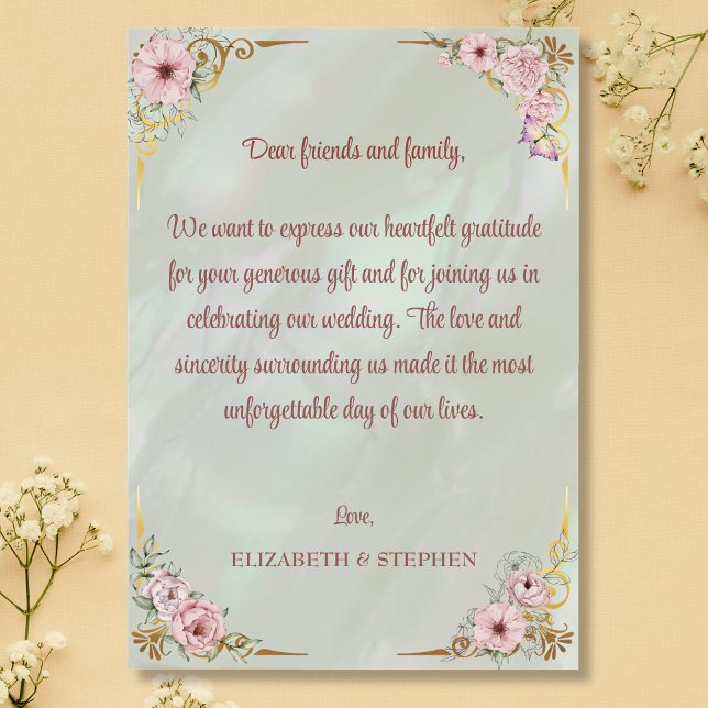 Vintag Minze Peony Dankeschön-Karte Dankeskarte (Von Creator hochgeladen)