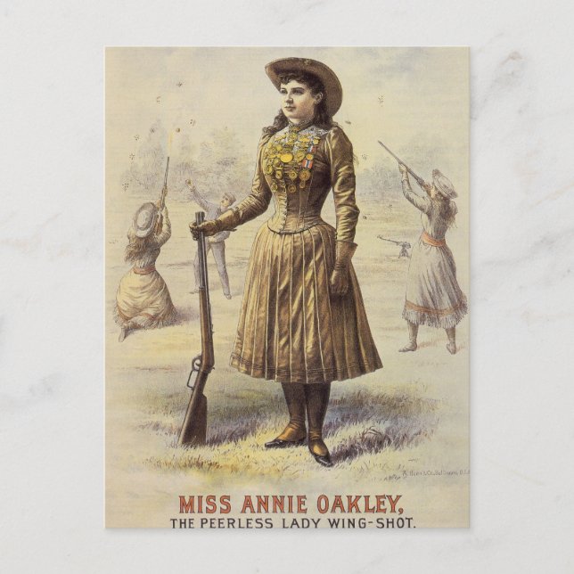 Vintag Miss Annie Oakley, Western Cowgirl Postkarte (Vorderseite)