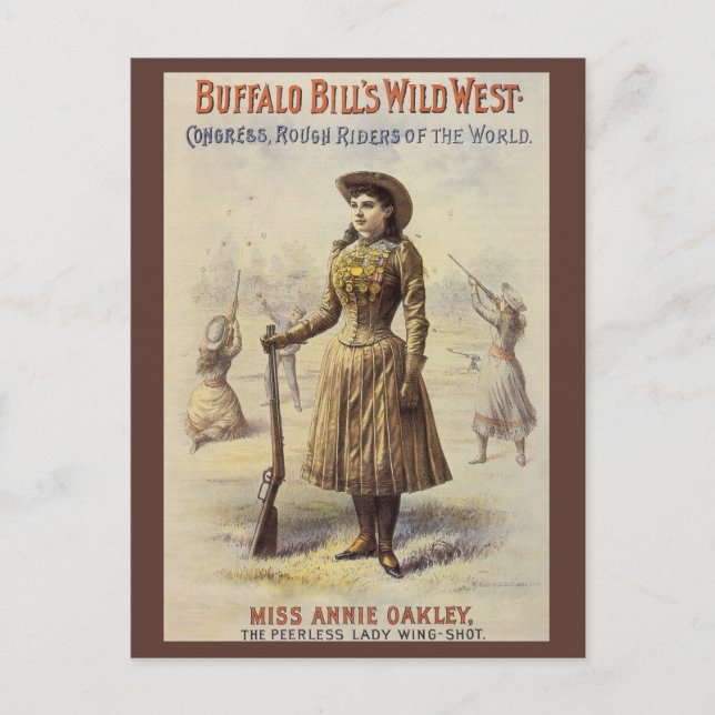 Vintag Miss Annie Oakley, Western Cowgirl Postkarte (Vorderseite)