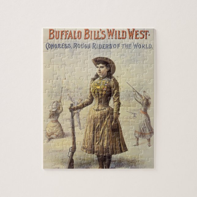 Vintag Miss Annie Oakley, Western Cowgirl Puzzle (Vertikal)