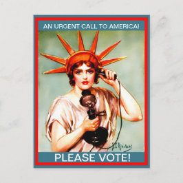 Vintag Miss Liberty am Telefon Bitte wählen Sie! Postkarte