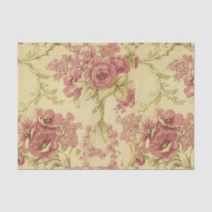 Vintag, mit Blumen, korallenrot, rosa, Rosen, Seidenpapier