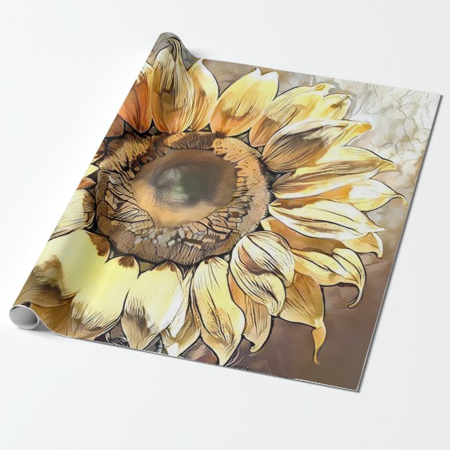 Vintag Modern Art Sonnenblumensammlung Geschenkpapier (Ungerollt)