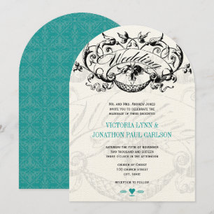 Vintag Moderne Aquamarine Aqua Hochzeit Einladunge Einladung