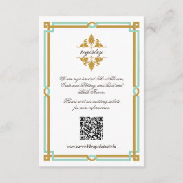 Vintag Moderne Art Deco Mint & Gold Hochzeit Begleitkarte