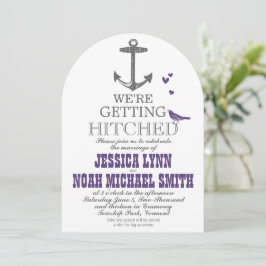 Vintag Moderner Niedlicher Lila Bird Gray Anchor Einladung