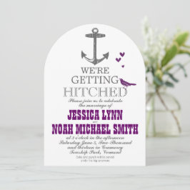 Vintag Moderner Niedlicher Lila Plum Bird Grau Anc Einladung