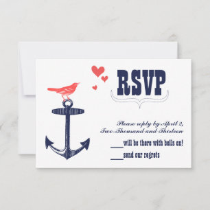 Vintag Modernes Niedliches Korallenriff-Navy-Anker RSVP Karte