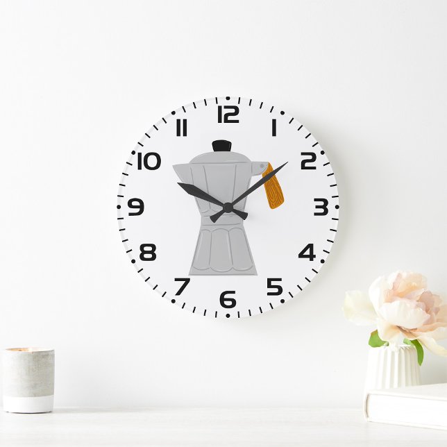 Vintag Moka Pot Kaffeemaschine Retro Espresso Große Wanduhr (Von Creator hochgeladen)