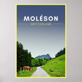 Vintag Moleson Gruyeres Schweiz Reisen Poster