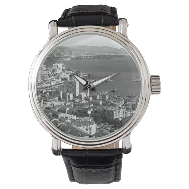 Vintag Monaco Fürstentum Monte Carlo Hafen Armbanduhr (Vorderseite)