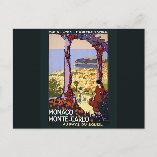 Vintag Monaco Monte Carlo Postkarte (Vorderseite)