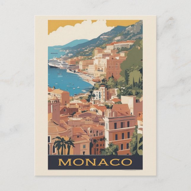 Vintag Monaco Monte Carlo Postkarte (Vorderseite)
