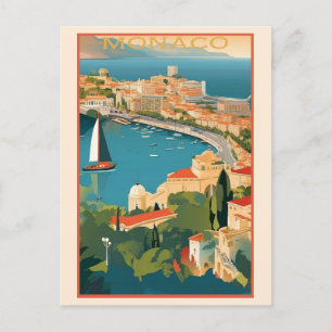 Vintag Monaco Monte Carlo Postkarte