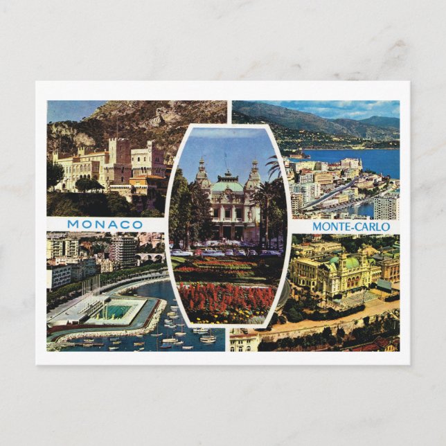 Vintag Monaco, Montecarlo Multiview Postkarte (Vorderseite)