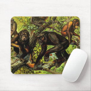 Vintag Monkey Gibbon Chipanzee Gorilla Orangutan Mousepad