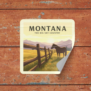 Vintag Montana Quadratischer Aufkleber