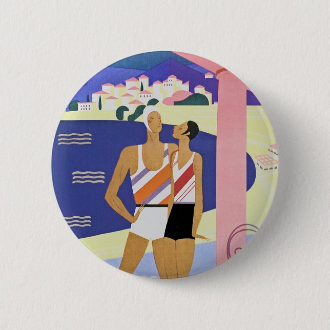 Vintag Monte Carlo Beach Button (Vorderseite)