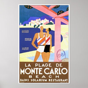 Vintag Monte Carlo Beach Poster