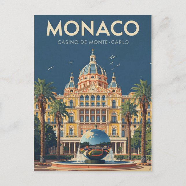 Vintag Monte Carlo Casino Postkarte (Vorderseite)