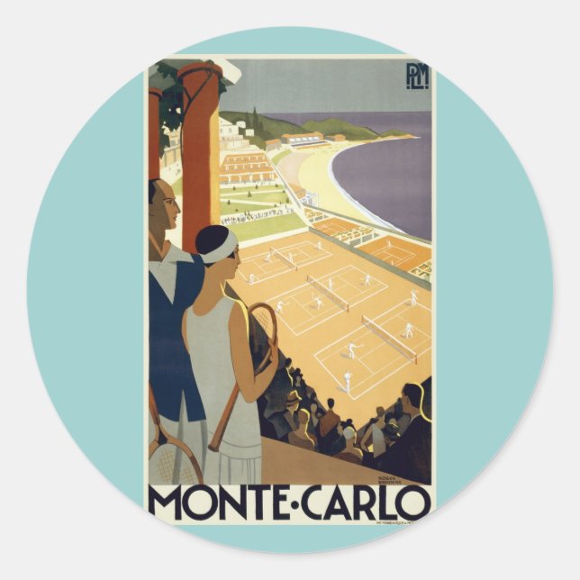 Vintag Monte Carlo Monaco Runder Aufkleber (Vorderseite)