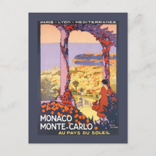 Vintag Montecarlo (Monaco) Postkarte