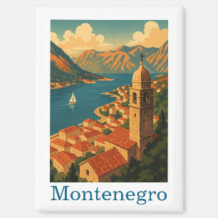 Vintag Montenegro Kotor Bay Balkan Travel Magnet