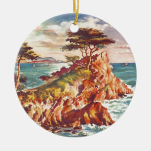 Vintag Monterey Coastline Californien Tourismus US Keramikornament