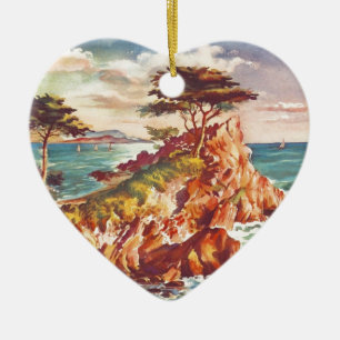 Vintag Monterey Coastline Californien Tourismus US Keramikornament