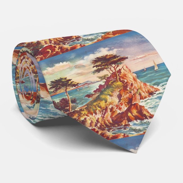Vintag Monterey Coastline Californien Tourismus US Krawatte (Gerollt)