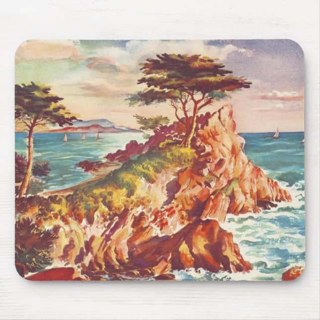 Vintag Monterey Coastline Californien Tourismus US Mousepad (Vorne)