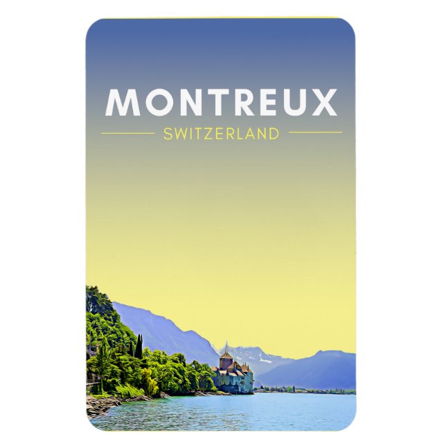 Vintag Montreux Schweiz Kunst, Dichtung und Musik Magnet (Vertikal)