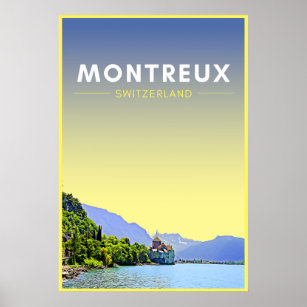 Vintag Montreux Schweiz Kunst, Dichtung und Musik Poster