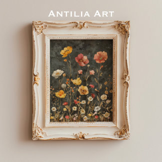 Vintag Moody Dark Blume Art Viktorianisch Floral Poster