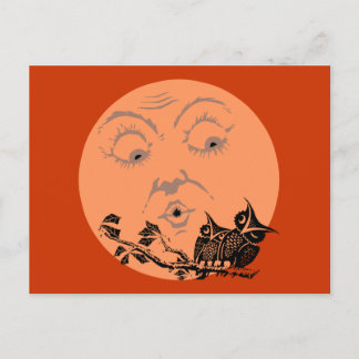 Vintag Moon Halloween Owls Postkarte