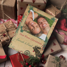 Vintag Moose Unsere erste Weihnachtskarte Foto Pos