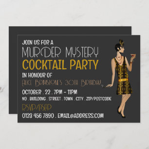 Vintag Mord Mystery Cocktail Party, Geburtstag Einladung