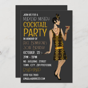 Vintag Mord Mystery Cocktail Party, Geburtstag Einladung