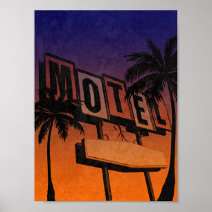 Vintag Motel Sign Sunset Poster
