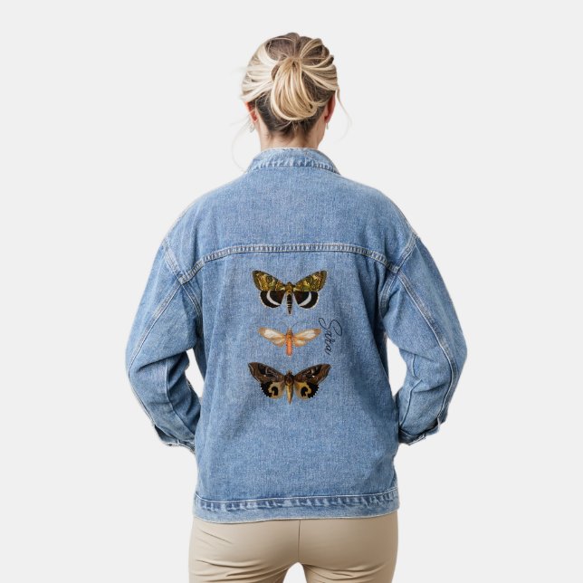 Vintag Moth Butterfly Personalisiert Jeansjacke (Modell)