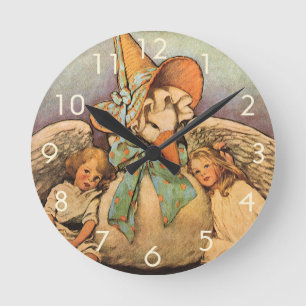 Vintag Mother Goose Children Jessie Willcox Smith Runde Wanduhr